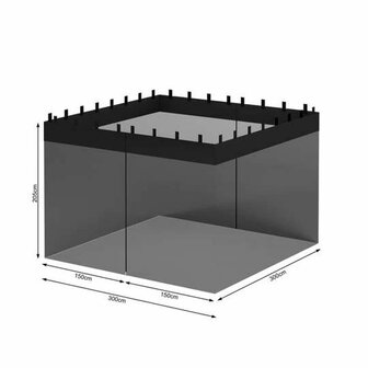 Insectennet 300 x 300 x 200 - Partytent - Zwart