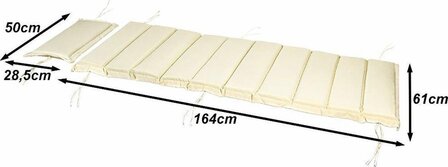 Ligbedkussen 183 x 55 x 7 cm Beige