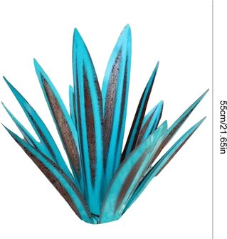 Metalen blauwe tuindecoratie, 55 cm hoog