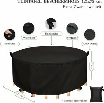 Tafelhoes 121 x 65 cm Rond Zwart