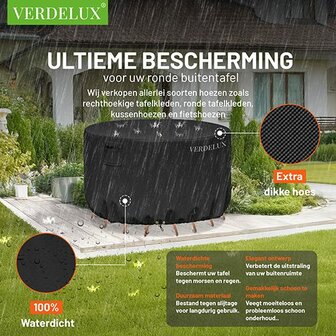 Tafelhoes 171 x 75 cm Rond Zwart