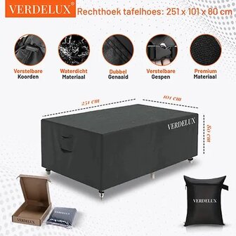Tafelhoes 251 x 101 x 80 cm Zwart