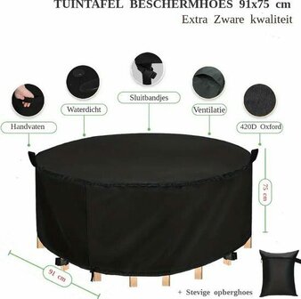 Tafelhoes 251 x 75 cm Rond Zwart