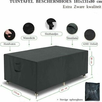 Tafelhoes 281 x 101 x 80 cm Zwart