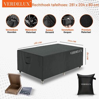 Tafelhoes 281 x 204 x 80 cm Zwart