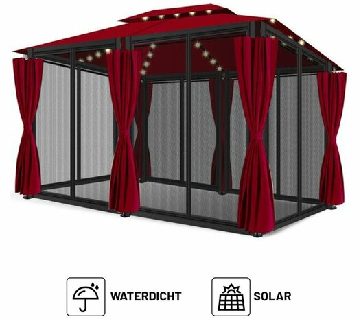 El Jardin - Partytent - 4x3 - Waterdicht Dak - Wanden - Rood - Solar
