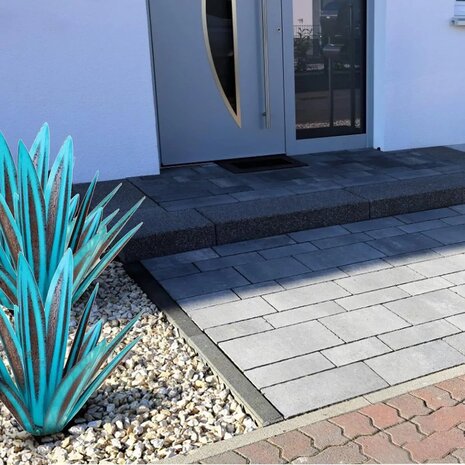 Metalen blauwe tuindecoratie, 55 cm hoog