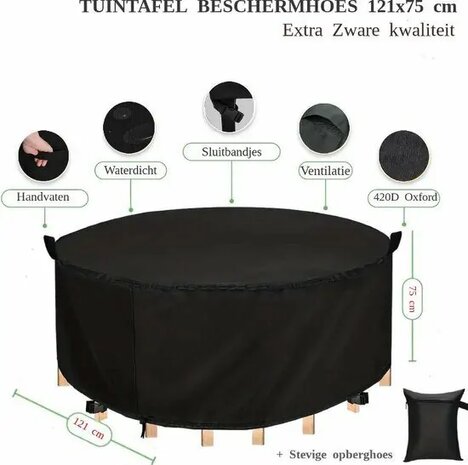 Tafelhoes 121 x 65 cm Rond Zwart