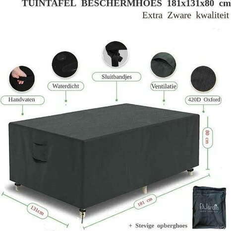 Tafelhoes 281 x 101 x 80 cm Zwart