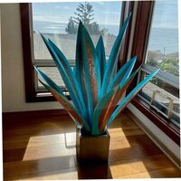 Metalen blauwe tuindecoratie, 55 cm hoog